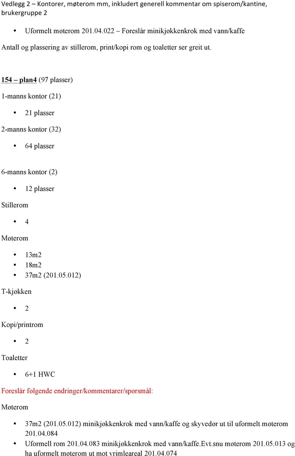 154 plan4 (97 plasser) 1-manns kontor (21) 21 plasser 2-manns kontor (32) 64 plasser 6-manns kontor (2) 12 plasser 13m2 18m2 37m2