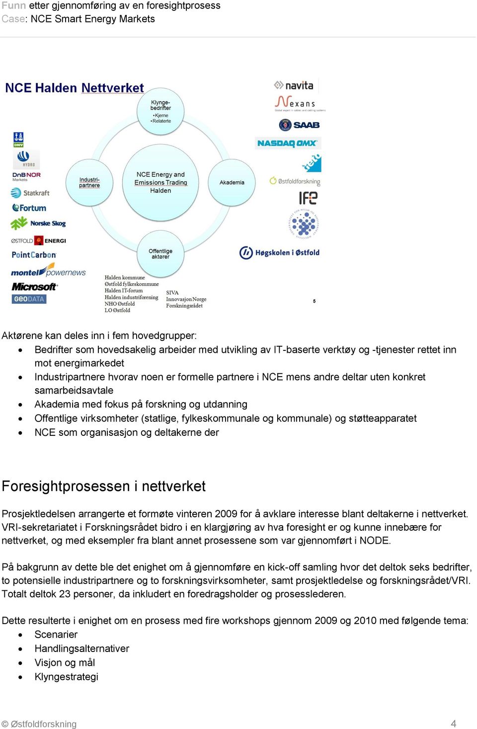 organisasjon og deltakerne der Foresightprosessen i nettverket Prosjektledelsen arrangerte et formøte vinteren 2009 for å avklare interesse blant deltakerne i nettverket.