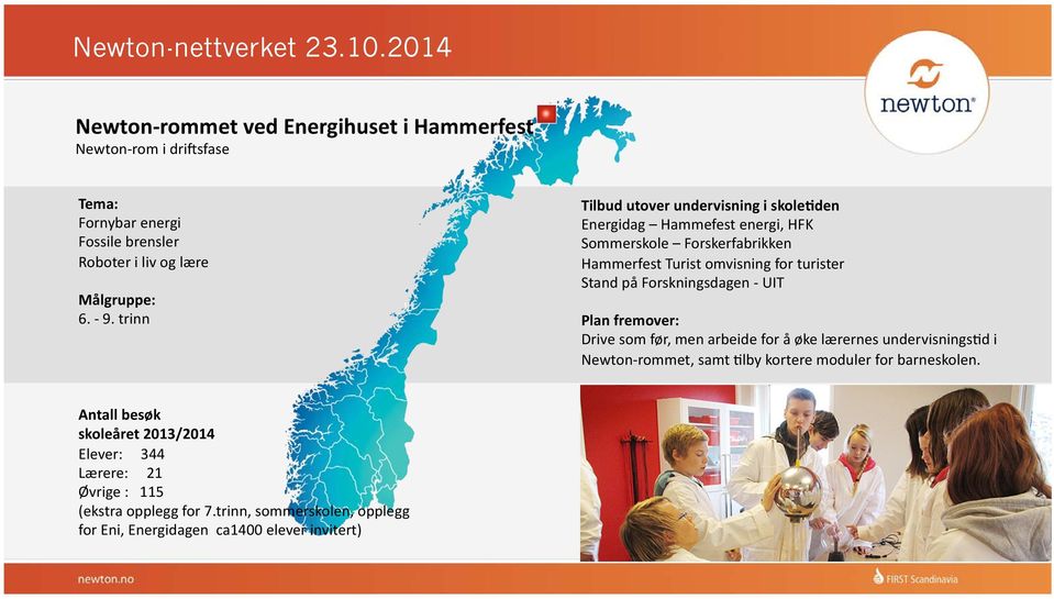 Forskningsdagen - UIT Drive som før, men arbeide for å øke lærernes undervisnings)d i Newton- rommet, samt )lby kortere moduler