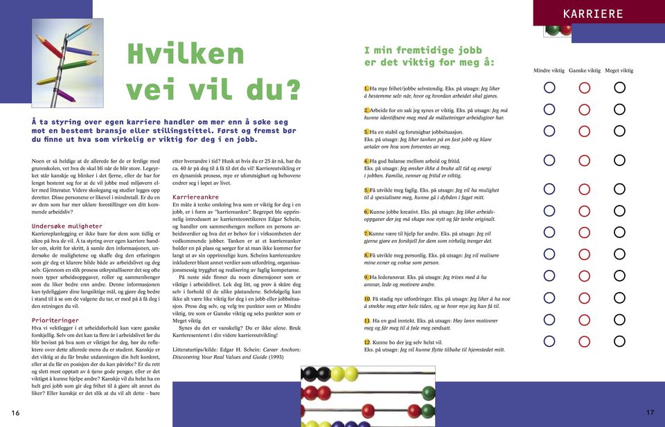 på utsagn: Jeg liker å bestemme selv når, hvor og hvordan arbeidet skal gjøres. 2. Arbeide for en sak jeg synes er viktig. Eks.