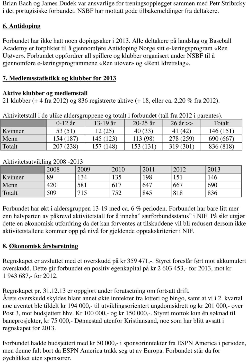 Forbundet oppfordrer all spillere og klubber organisert under NSBF til å gjennomføre e-læringsprogrammene «Ren utøver» og «Rent Idrettslag». 7.