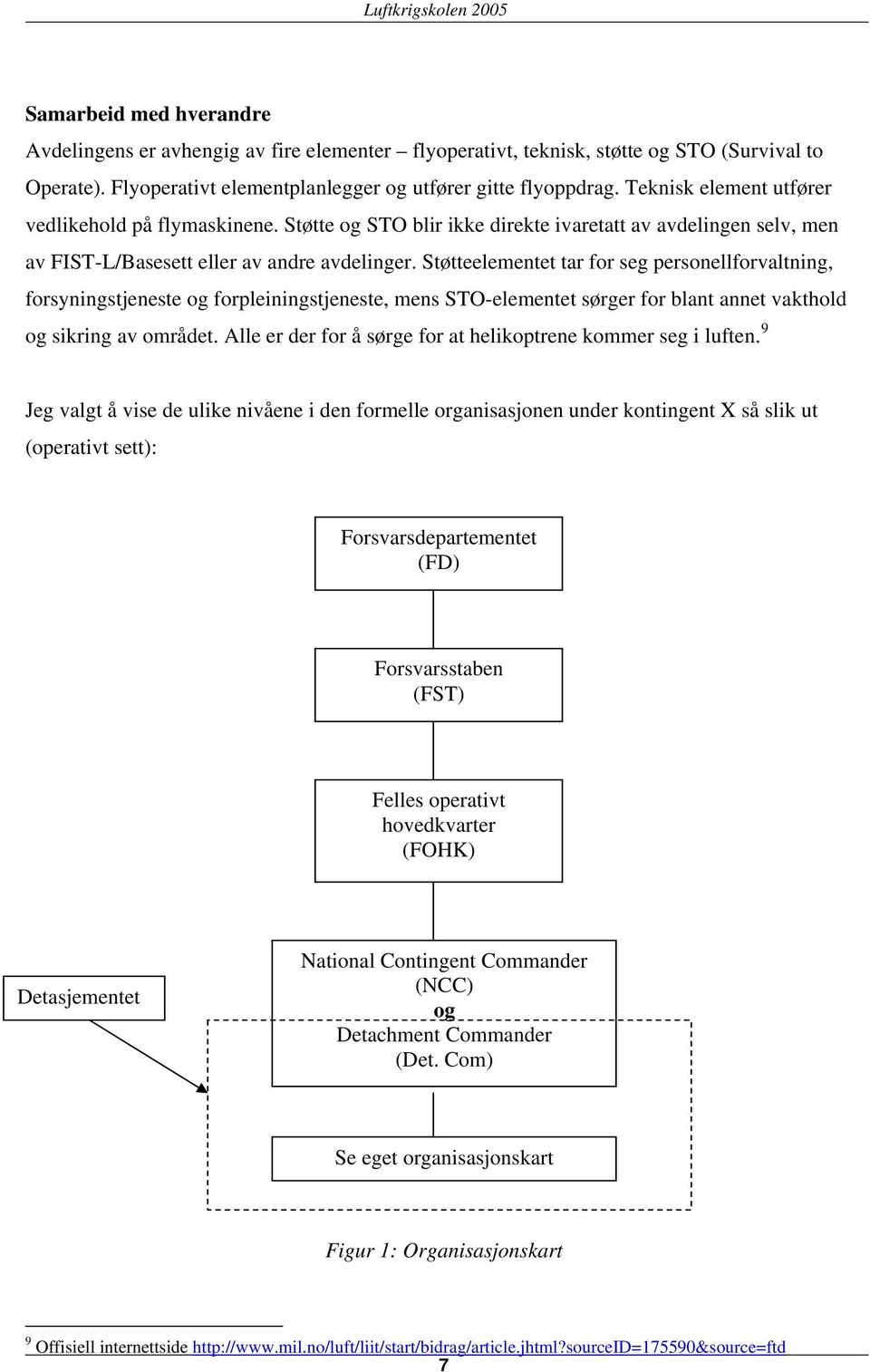 Støtteelementet tar for seg personellforvaltning, forsyningstjeneste og forpleiningstjeneste, mens STO-elementet sørger for blant annet vakthold og sikring av området.