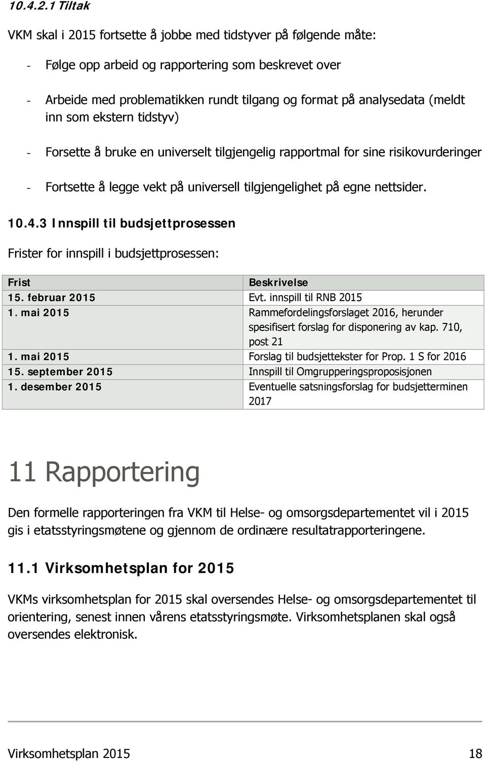 (meldt inn som ekstern tidstyv) - Forsette å bruke en universelt tilgjengelig rapportmal for sine risikovurderinger - Fortsette å legge vekt på universell tilgjengelighet på egne nettsider. 10.4.