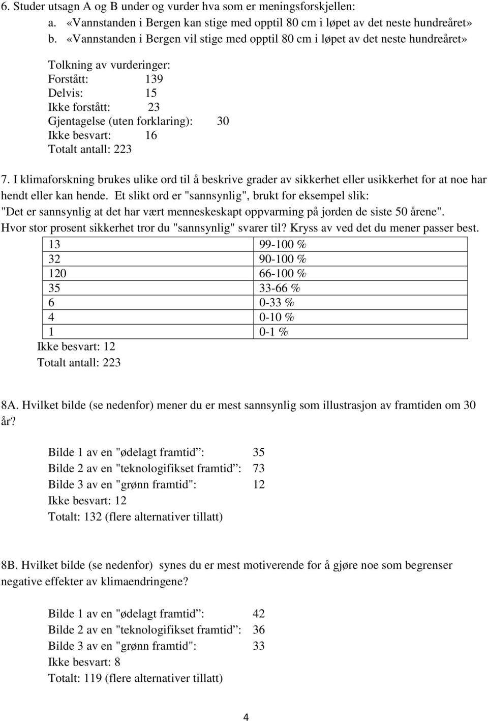 16 7. I klimaforskning brukes ulike ord til å beskrive grader av sikkerhet eller usikkerhet for at noe har hendt eller kan hende.