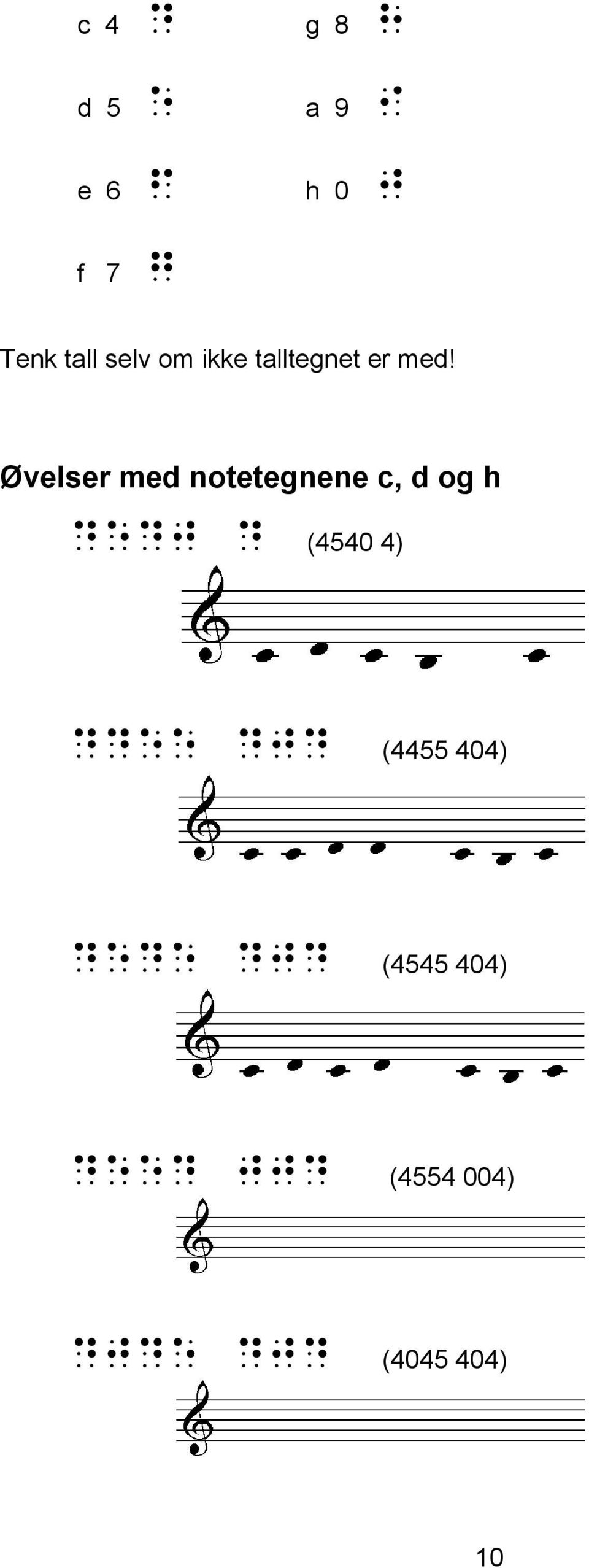 Øvelser med notetegnene c, d og h dedj d (4540 4)