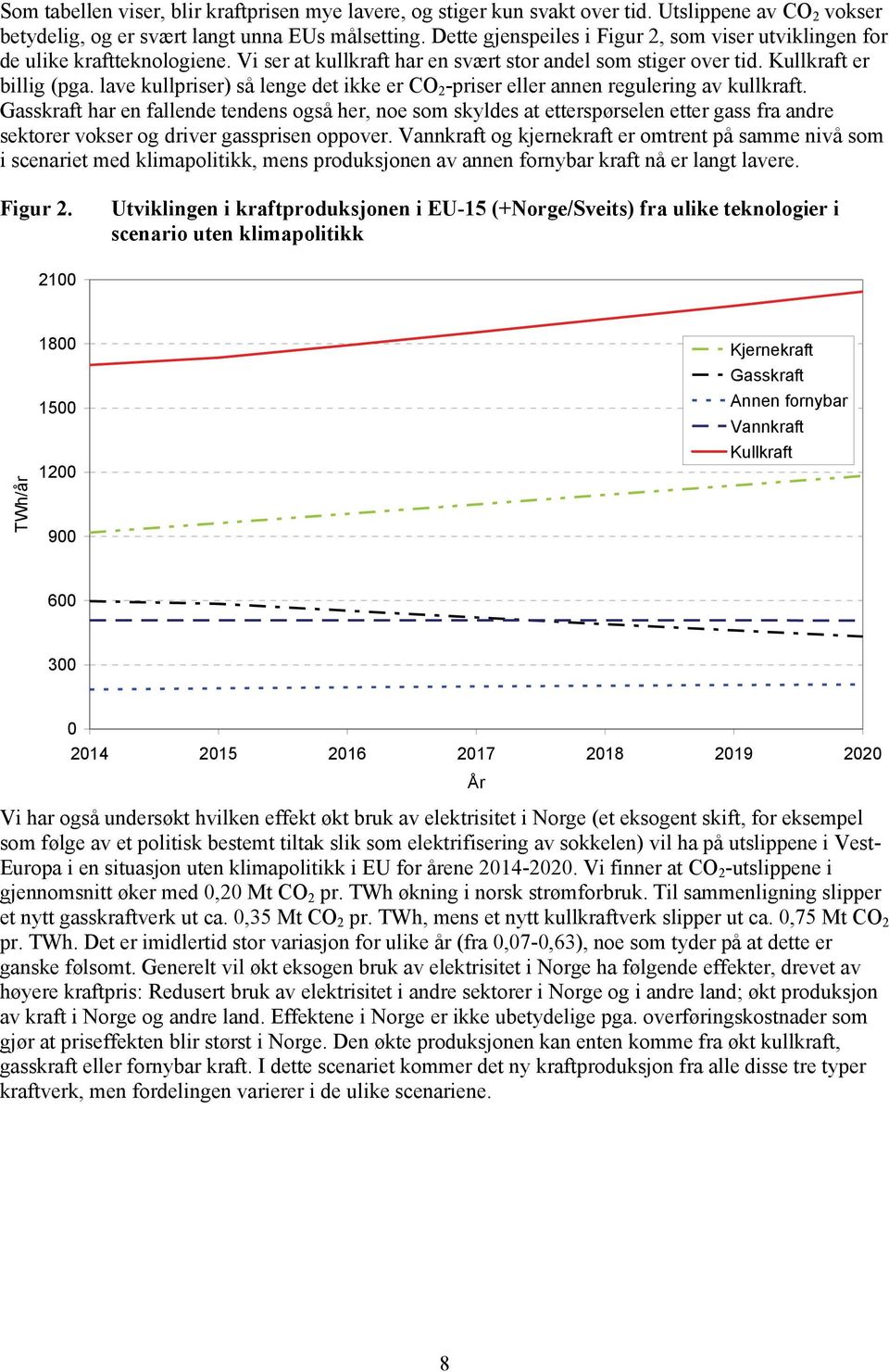 lave kullpriser) så lenge det ikke er CO 2 -priser eller annen regulering av kullkraft.