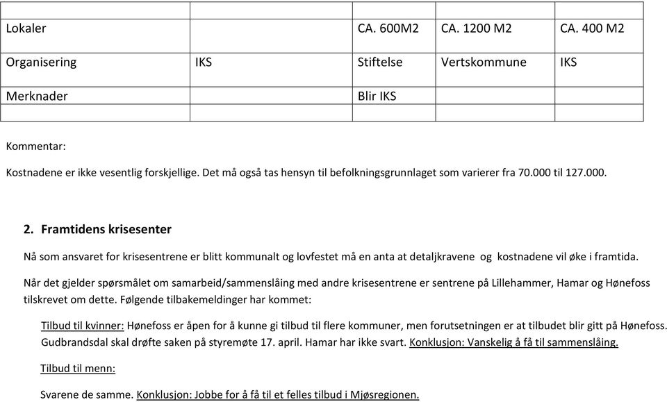 Framtidens krisesenter Nå som ansvaret for krisesentrene er blitt kommunalt og lovfestet må en anta at detaljkravene og kostnadene vil øke i framtida.