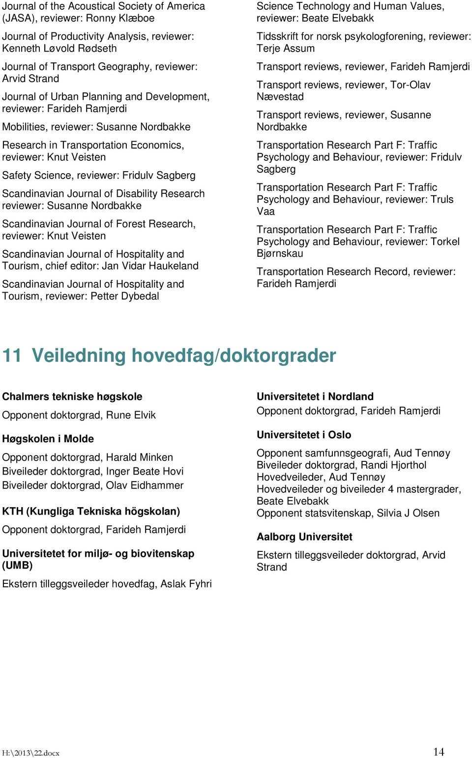 Fridulv Sagberg Scandinavian Journal of Disability Research reviewer: Susanne Nordbakke Scandinavian Journal of Forest Research, reviewer: Knut Veisten Scandinavian Journal of Hospitality and