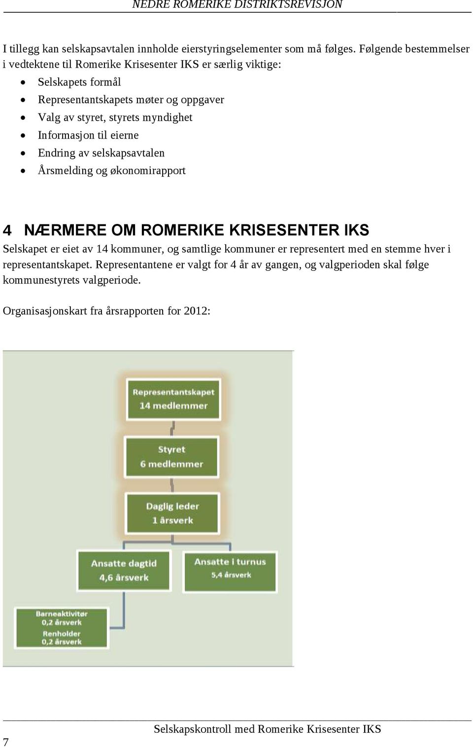 Informasjon til eierne Endring av selskapsavtalen Årsmelding og økonomirapport 4 NÆRMERE OM ROMERIKE KRISESENTER IKS Selskapet er eiet av 14 kommuner, og samtlige kommuner er