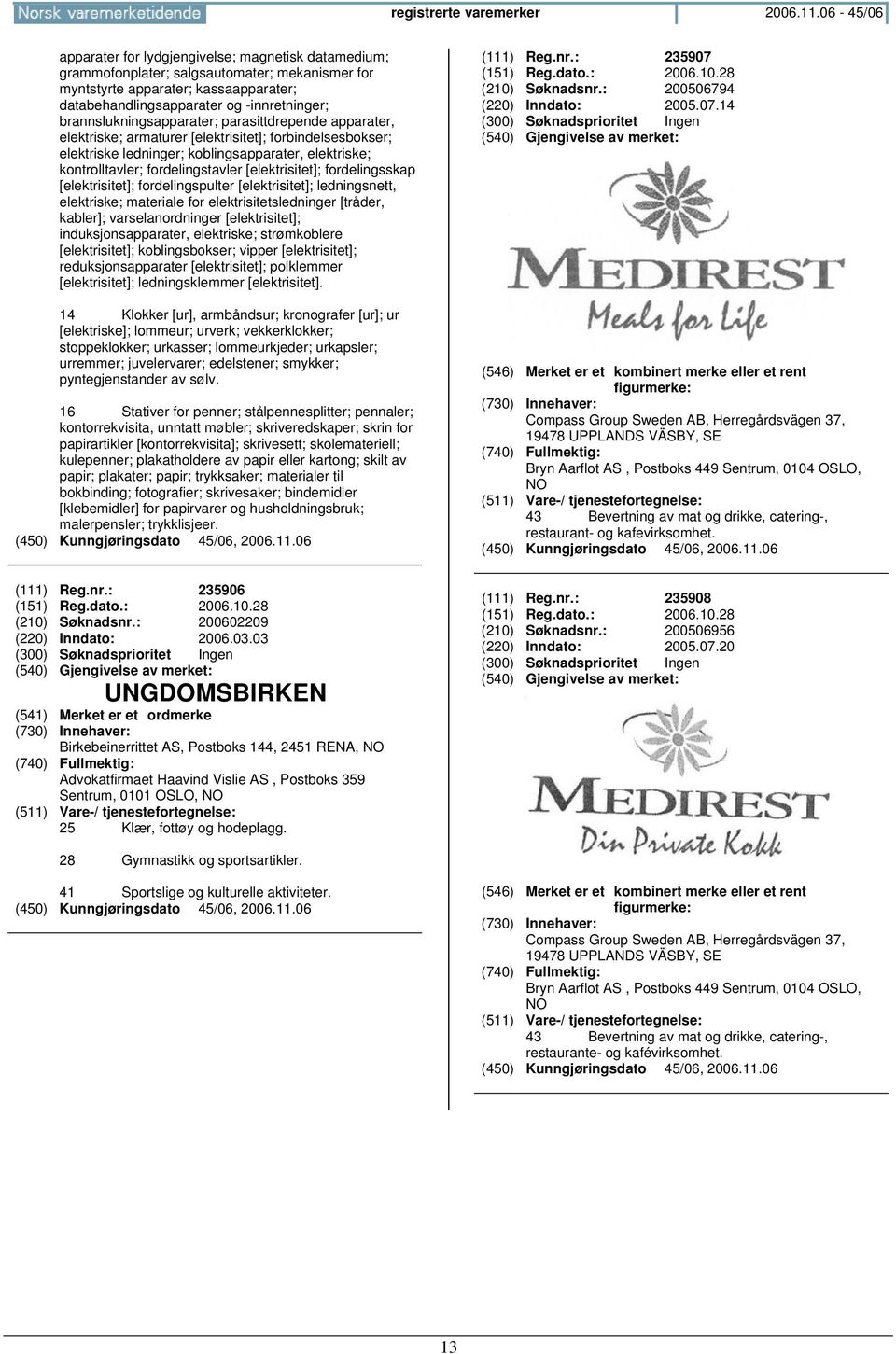 brannslukningsapparater; parasittdrepende apparater, elektriske; armaturer [elektrisitet]; forbindelsesbokser; elektriske ledninger; koblingsapparater, elektriske; kontrolltavler; fordelingstavler