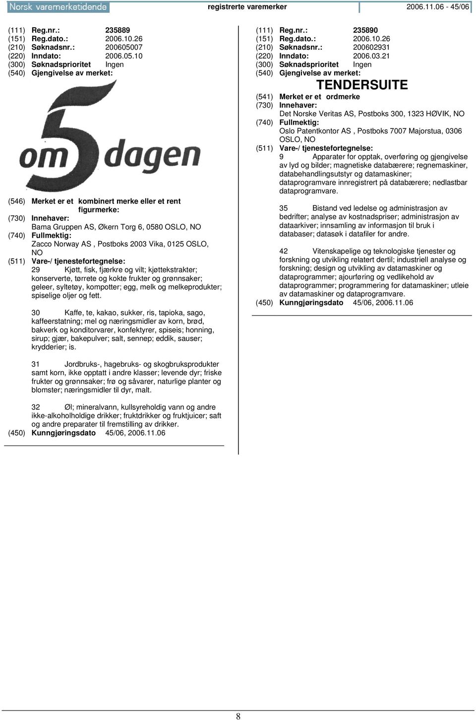 10 (546) Merket er et kombinert merke eller et rent figurmerke: Bama Gruppen AS, Økern Torg 6, 0580 OSLO, Zacco Norway AS, Postboks 2003 Vika, 0125 OSLO, 29 Kjøtt, fisk, fjærkre og vilt;