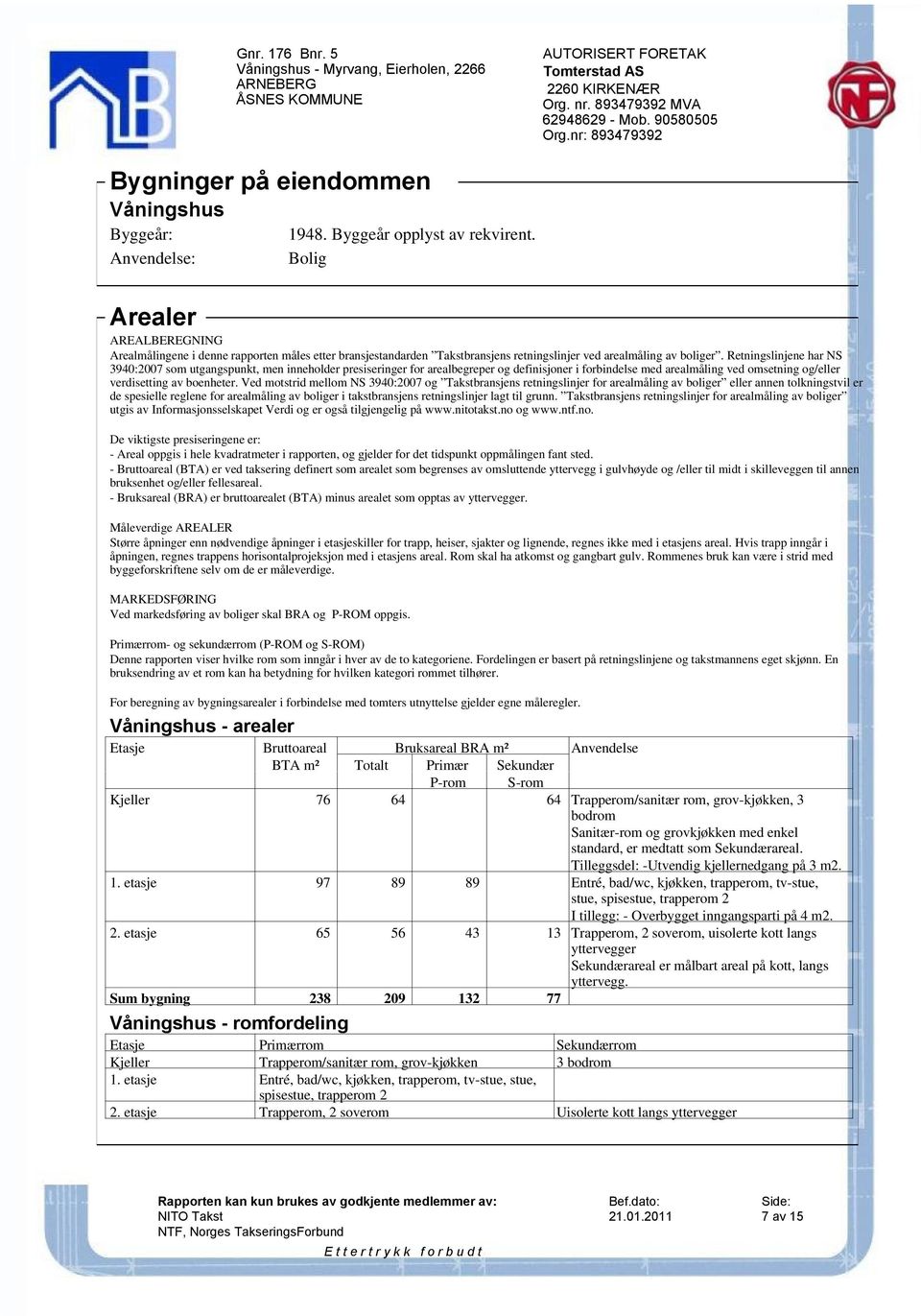 Retningslinjene har NS 3940:2007 som utgangspunkt, men inneholder presiseringer for arealbegreper og definisjoner i forbindelse med arealmåling ved omsetning og/eller verdisetting av boenheter.