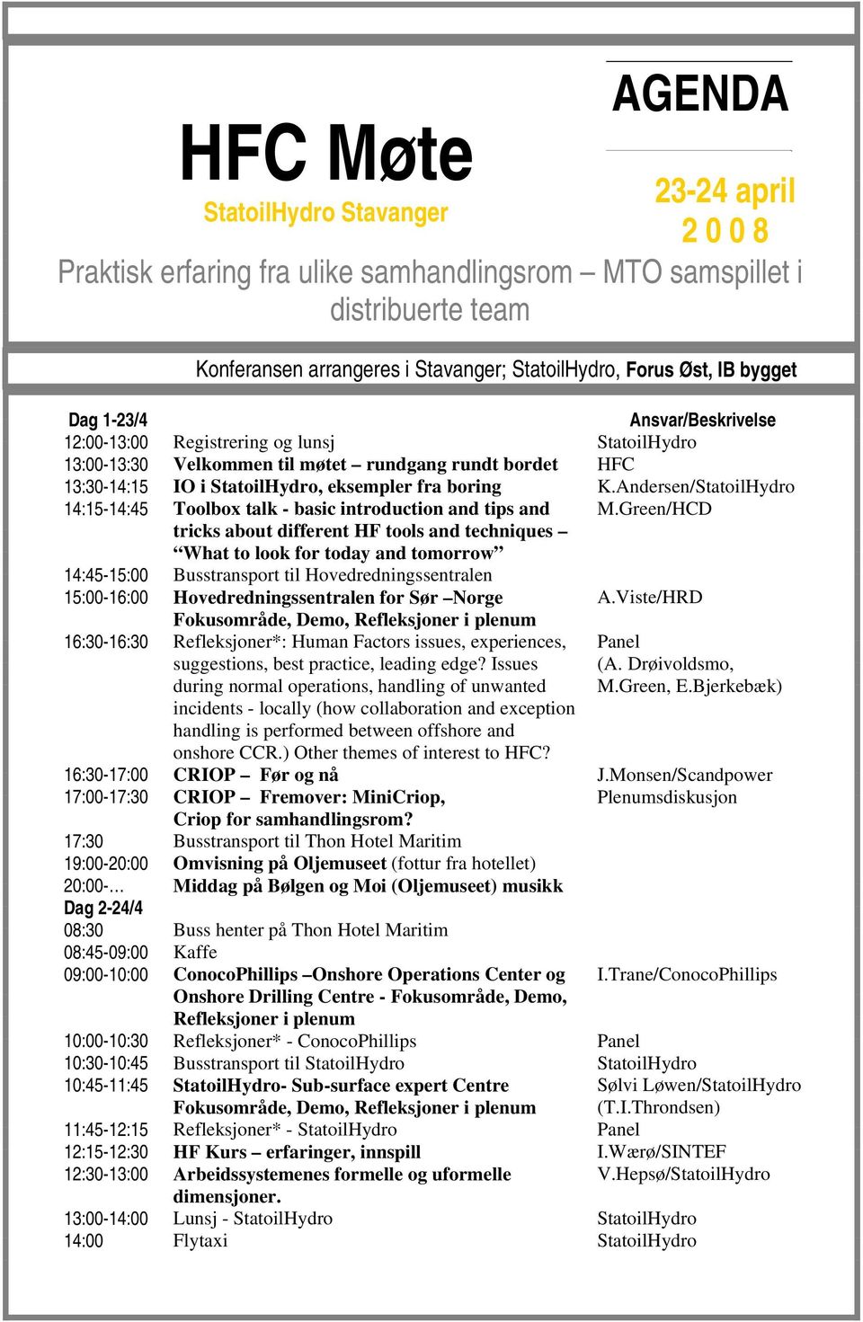 Andersen/StatoilHydro 14:15-14:45 Toolbox talk - basic introduction and tips and M.