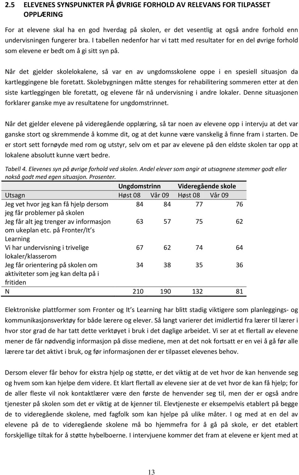 Når det gjelder skolelokalene, så var en av ungdomsskolene oppe i en spesiell situasjon da kartleggingene ble foretatt.