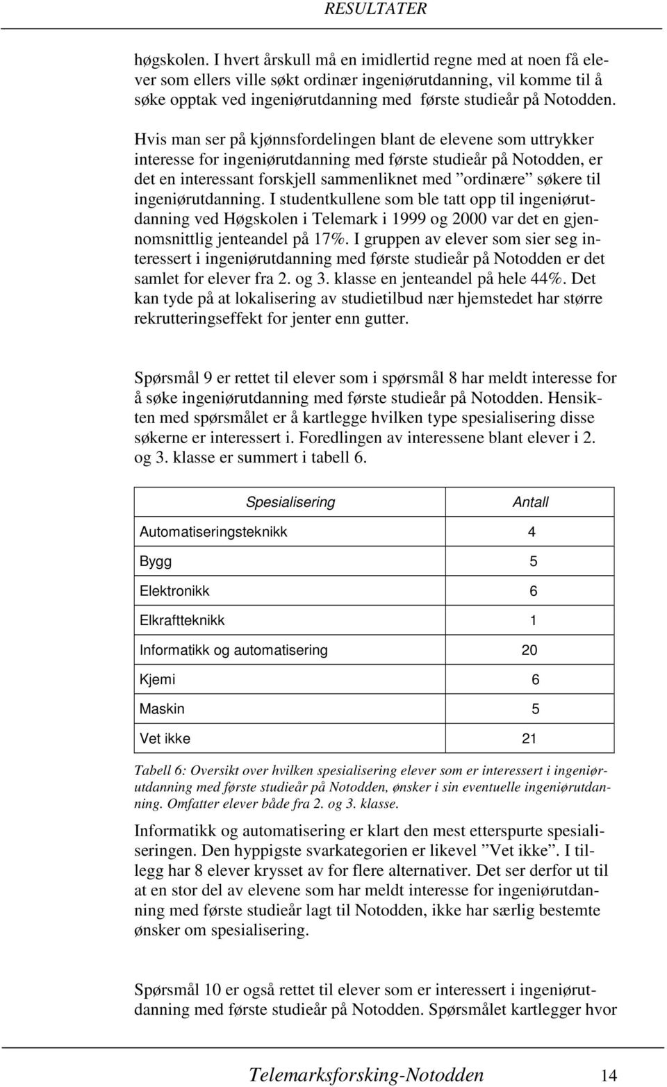 Hvis man ser på kjønnsfordelingen blant de elevene som uttrykker interesse for ingeniørutdanning med første studieår på Notodden, er det en interessant forskjell sammenliknet med ordinære søkere til