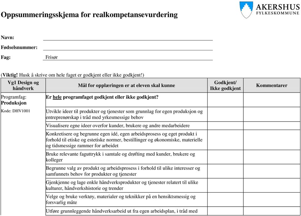 yrkesmessige behov Visualisere egne ideer overfor kunder, brukere og andre medarbeidere Konkretisere og begrunne egen idé, egen arbeidsprosess og eget produkt i forhold til etiske og estetiske