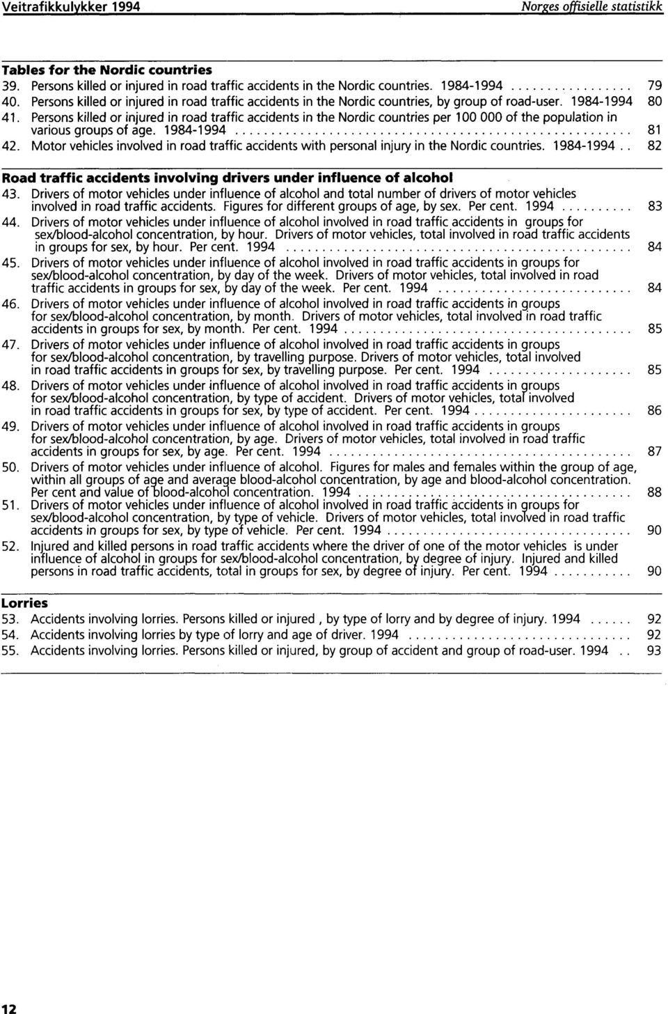 Persons killed or injured in road traffic accidents in the Nordic countries per 100 000 of the population in various groups of age. 19841994 81 42.