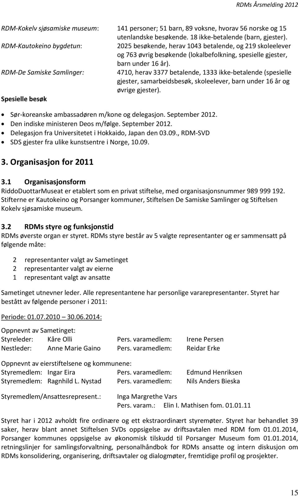 RDM-De Samiske Samlinger: 4710, herav 3377 betalende, 1333 ikke-betalende (spesielle gjester, samarbeidsbesøk, skoleelever, barn under 16 år og øvrige gjester).