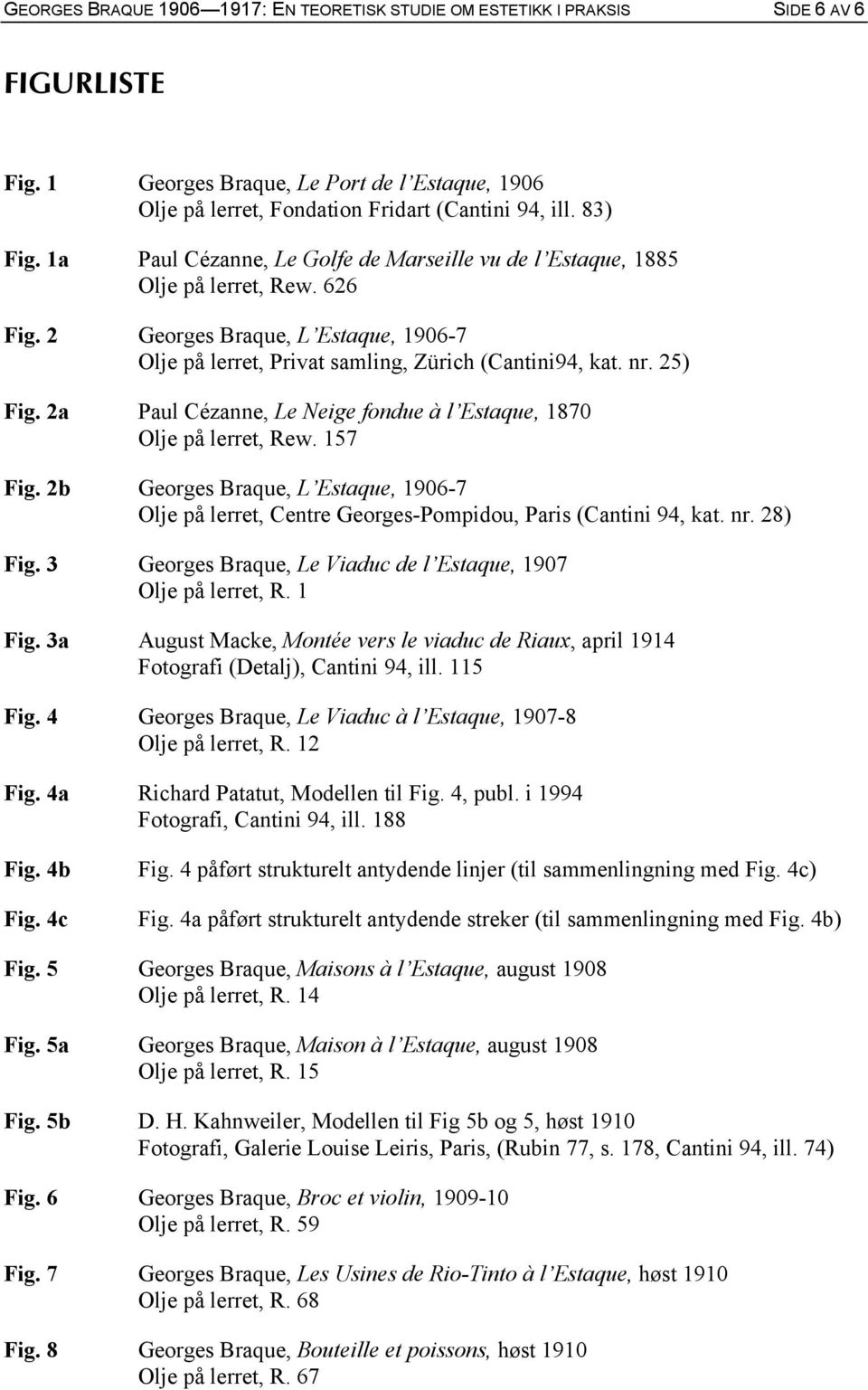 25) Fig. 2a Paul Cézanne, Le Neige fondue à l Estaque, 1870 Olje på lerret, Rew. 157 Fig. 2b Georges Braque, L Estaque, 1906-7 Olje på lerret, Centre Georges-Pompidou, Paris (Cantini 94, kat. nr.