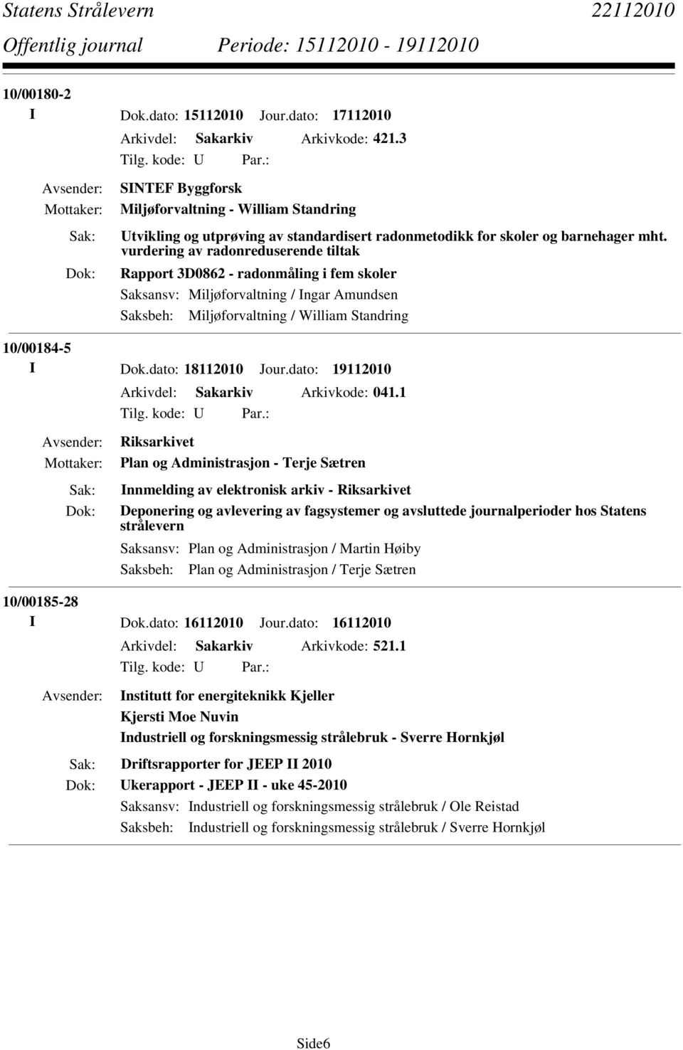 vurdering av radonreduserende tiltak Rapport 3D0862 - radonmåling i fem skoler Saksansv: Miljøforvaltning / Ingar Amundsen Saksbeh: Miljøforvaltning / William Standring 10/00184-5 I Dok.