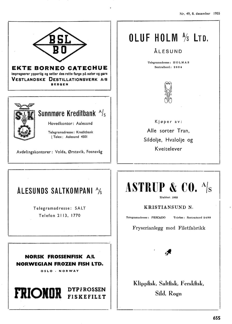 Teegramadresse: Kreditbank Teex: Aaesund 450 Avdeingskontorer: Voda, Ørstavik, Fosnavåg Kjøper av: Ae sorter Tran, Sidoje, Hvaoje og Kveiteever ALESUNDS SALTKOMPANI As Teegramadresse: