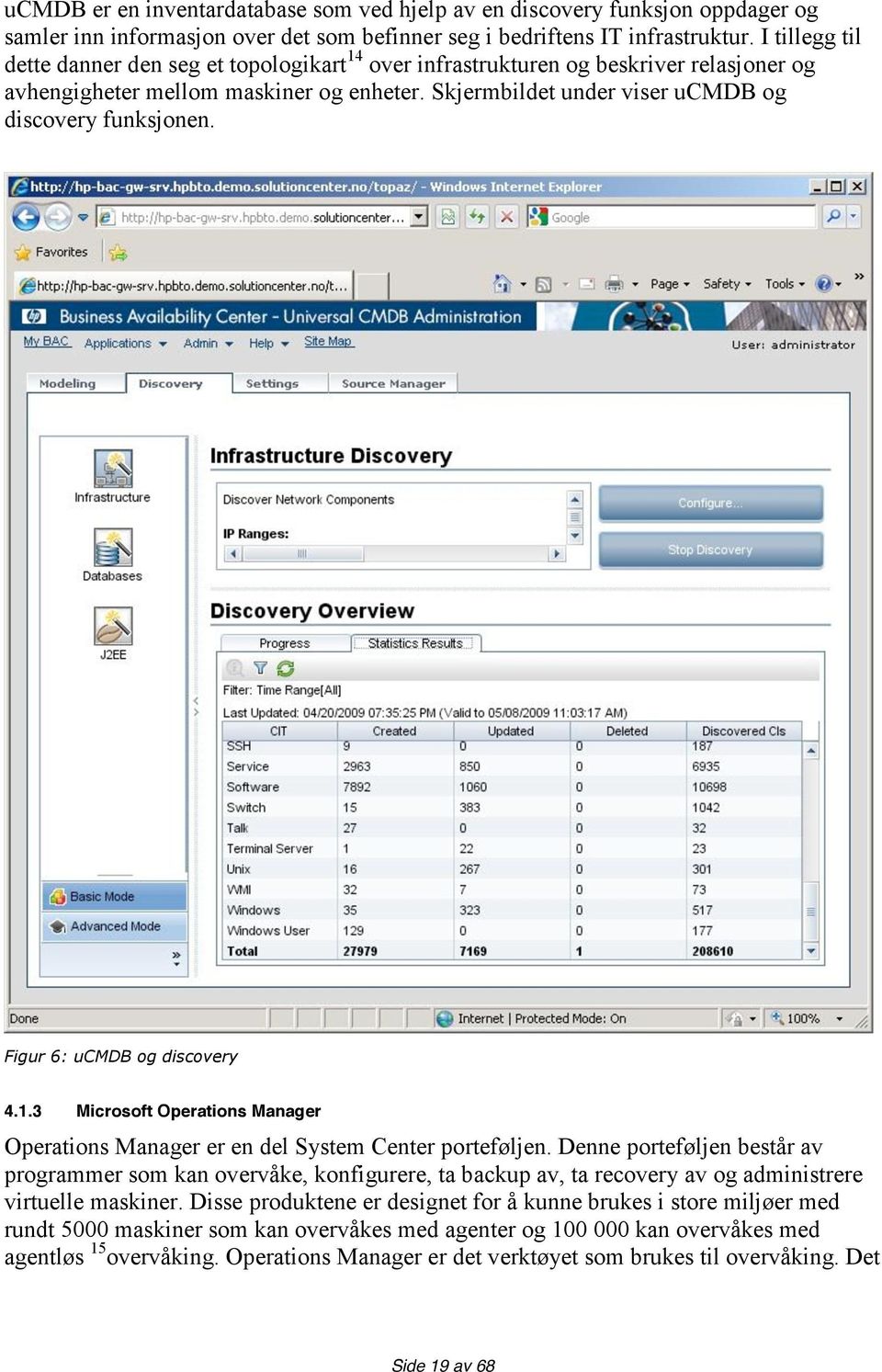 Figur 6: ucmdb og discovery 4.1.3 Microsoft Operations Manager Operations Manager er en del System Center porteføljen.