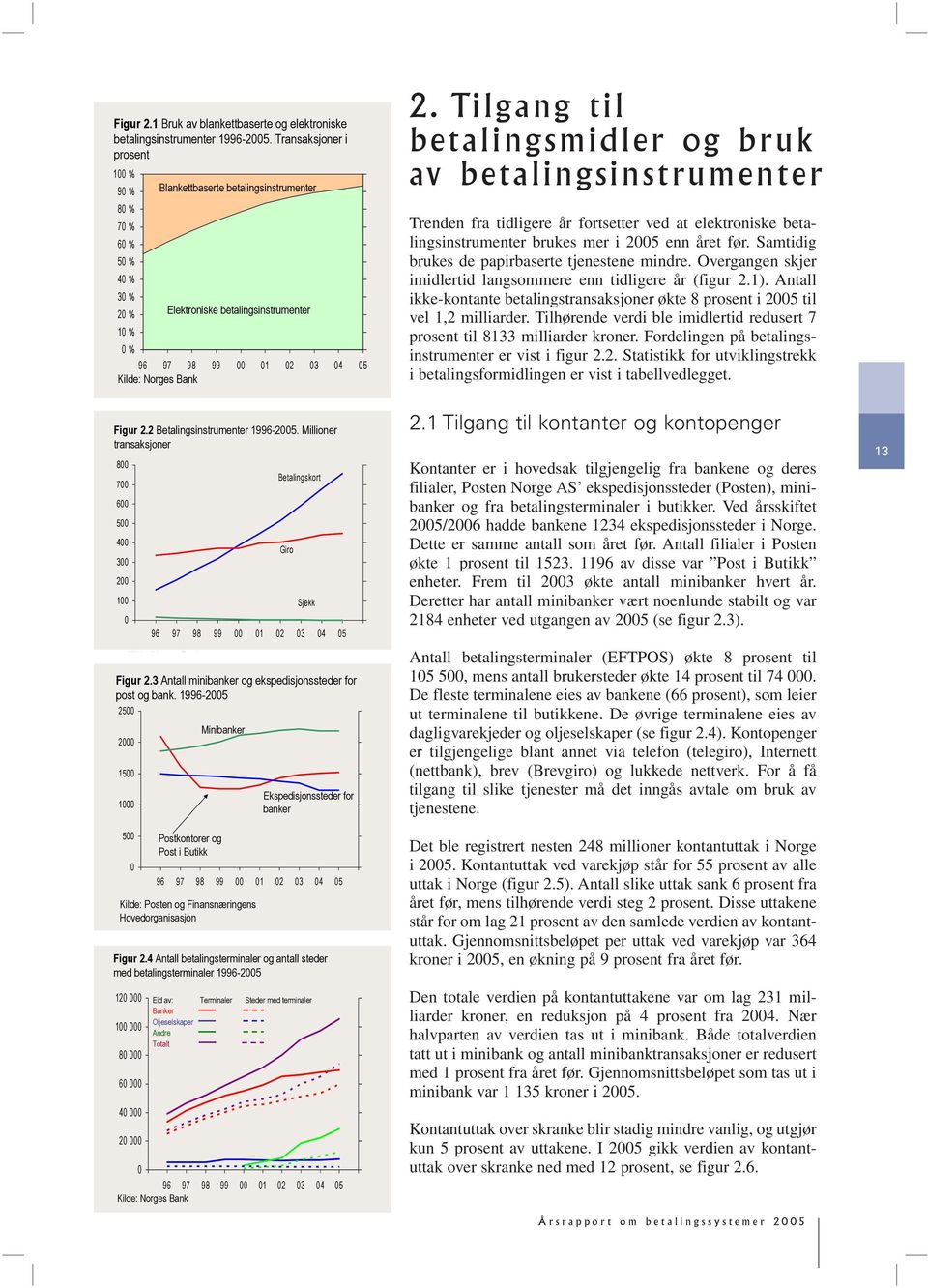 Tilgang til betalingsmidler og bruk av betalingsinstrumenter Trenden fra tidligere år fortsetter ved at elektroniske betalingsinstrumenter brukes mer i 25 enn året før.