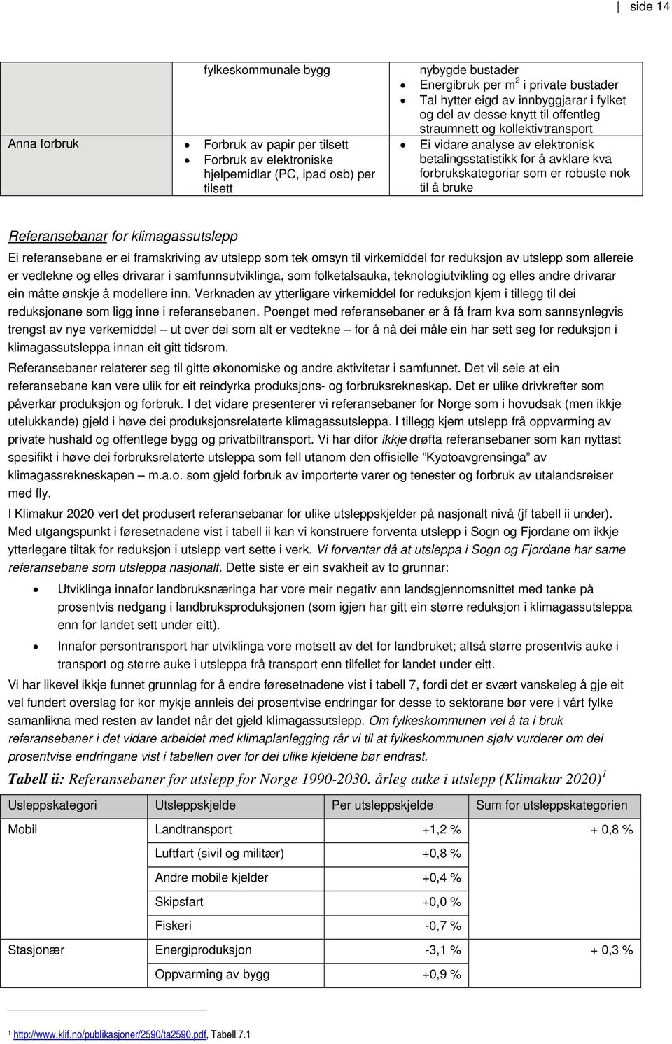 er robuste nok til å bruke Referansebanar for klimagassutslepp Ei referansebane er ei framskriving av utslepp som tek omsyn til virkemiddel for reduksjon av utslepp som allereie er vedtekne og elles