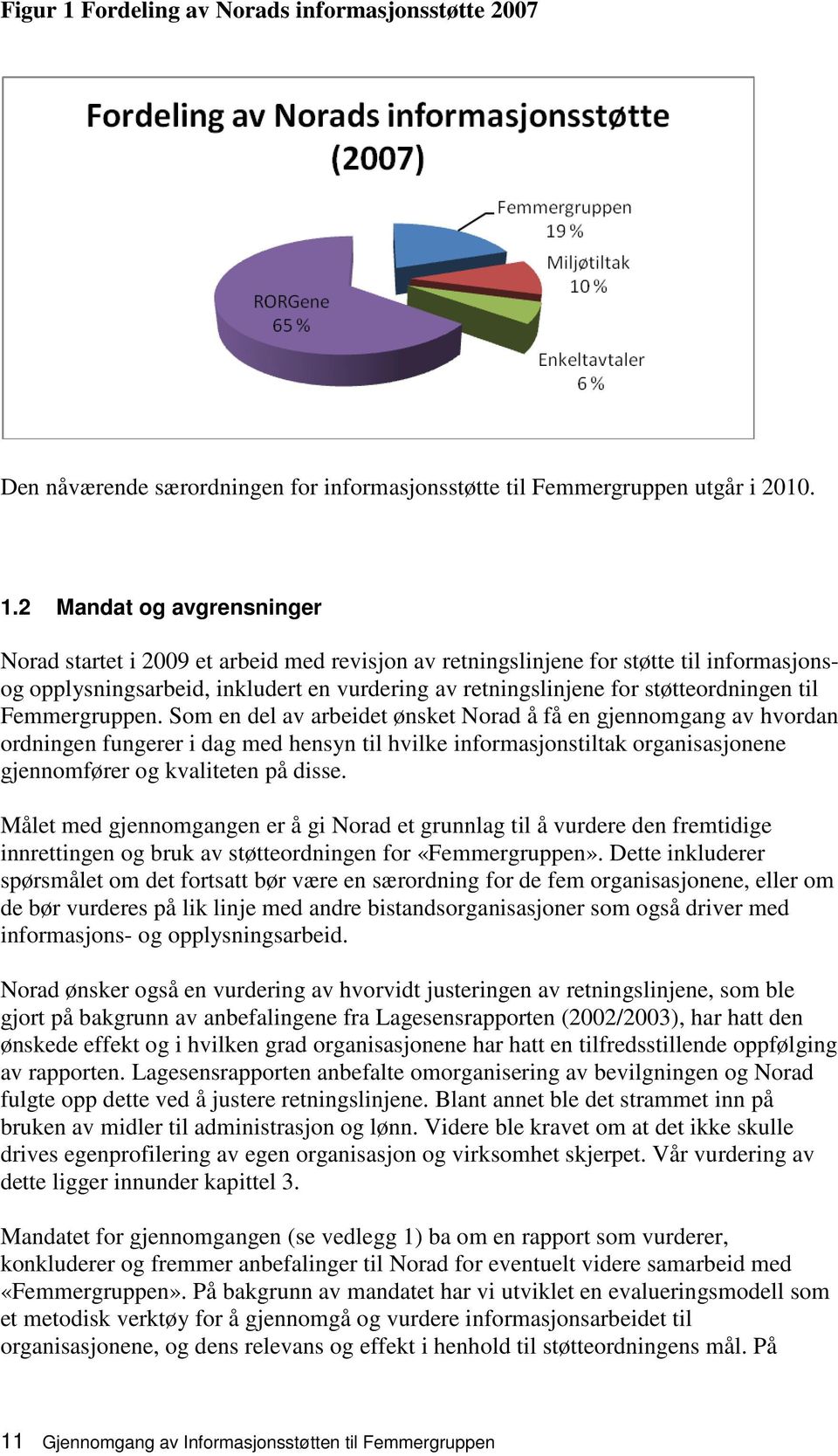 2 Mandat og avgrensninger Norad startet i 2009 et arbeid med revisjon av retningslinjene for støtte til informasjonsog opplysningsarbeid, inkludert en vurdering av retningslinjene for støtteordningen