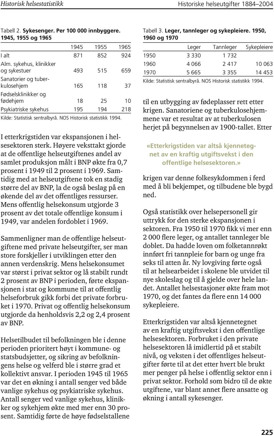 NOS Historisk statistikk 1994. I etterkrigstiden var ekspansjonen i helsesektoren sterk.