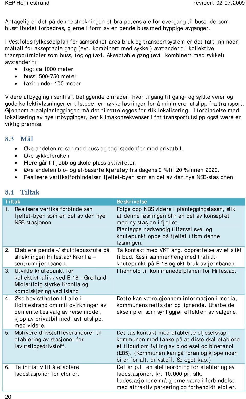 kombinert med sykkel) avstander til kollektive transportmidler som buss, tog og taxi. Akseptable gang (evt.