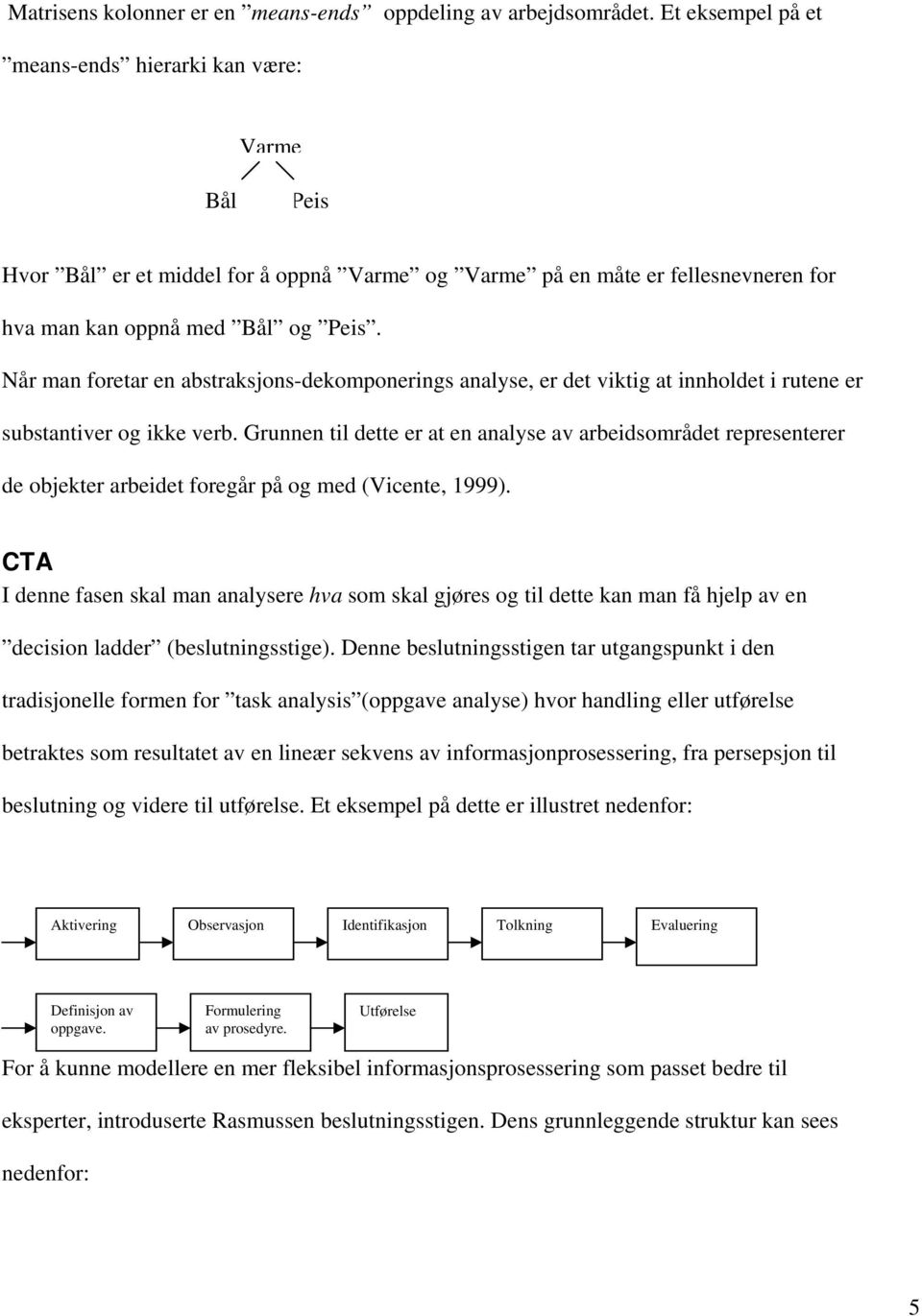 Når man foretar en abstraksjons-dekomponerings analyse, er det viktig at innholdet i rutene er substantiver og ikke verb.