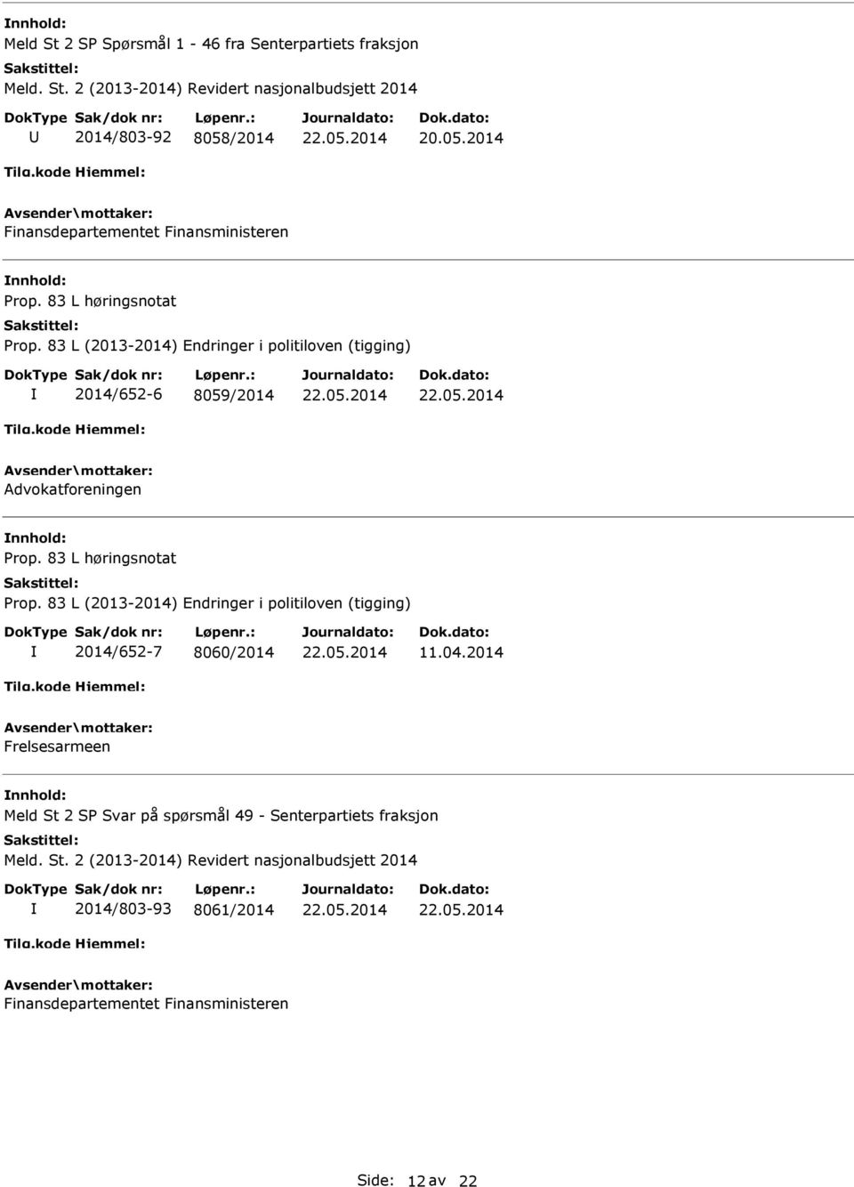 83 L (2013-2014) Endringer i politiloven (tigging) 2014/652-6 8059/2014 Advokatforeningen Prop. 83 L høringsnotat Prop.