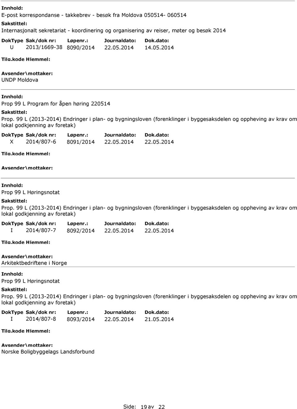 99 L (2013-2014) Endringer i plan- og bygningsloven (forenklinger i byggesaksdelen og oppheving av krav om lokal godkjenning av foretak) 2014/807-7 8092/2014 Arkitektbedriftene i Norge Prop 99 L