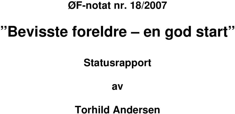 foreldre en god start