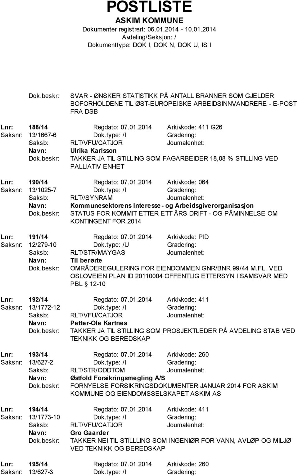 type: /I Gradering: Saksb: RLT//SYNRAM Journalenhet: Kommunesektorens Interesse- og Arbeidsgiverorganisasjon STATUS FOR KOMMIT ETTER ETT ÅRS DRIFT - OG PÅMINNELSE OM KONTINGENT FOR 2014 Lnr: 191/14