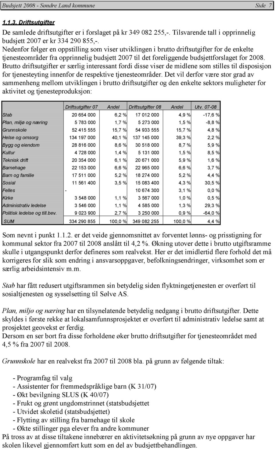 Brutto driftsutgifter er særlig interessant fordi disse viser de midlene som stilles til disposisjon for tjenesteyting innenfor de respektive tjenesteområder.