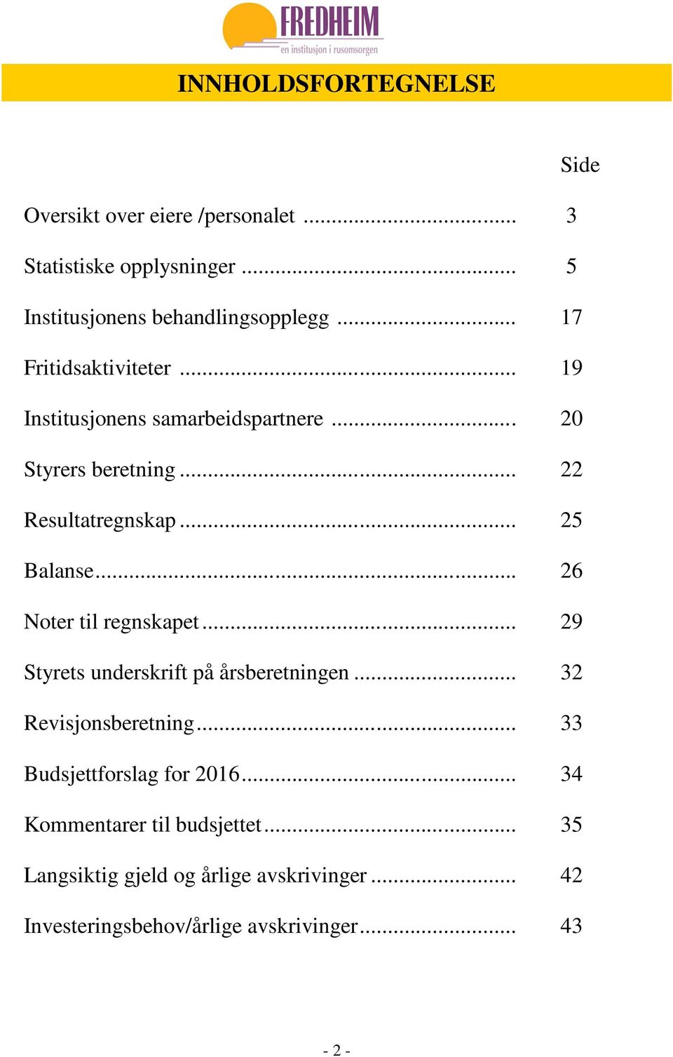 .. 26 Noter til regnskapet... 29 Styrets underskrift på årsberetningen... 32 Revisjonsberetning... 33 Budsjettforslag for 2016.