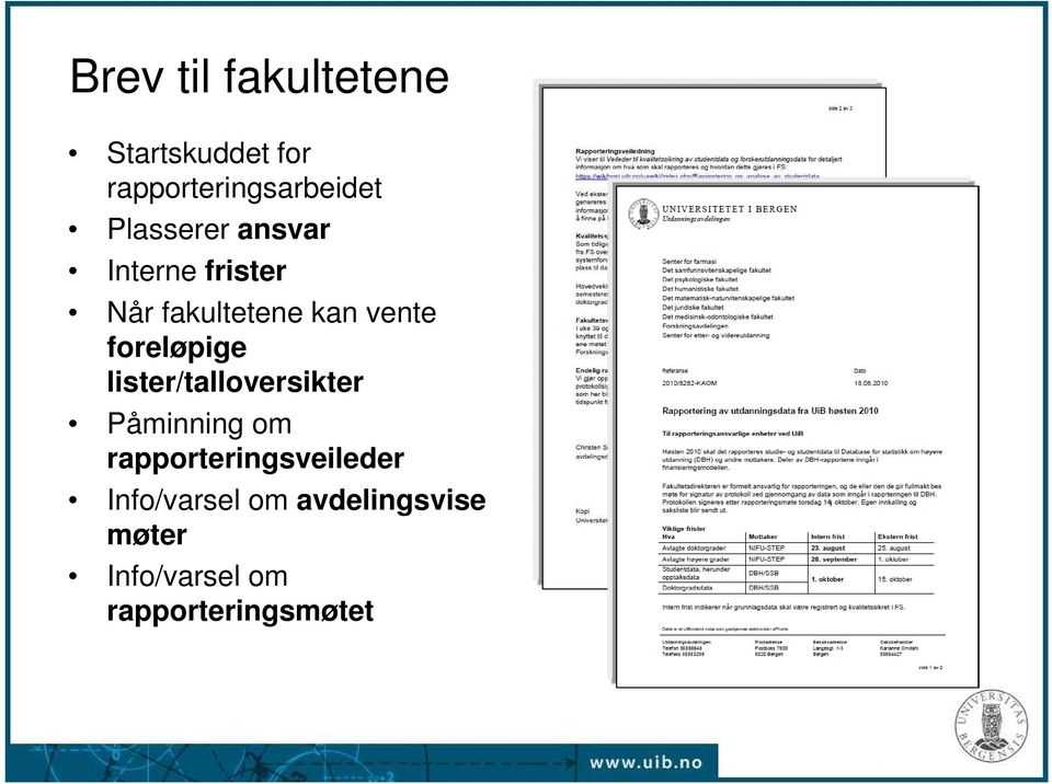 foreløpige lister/talloversikter Påminning om