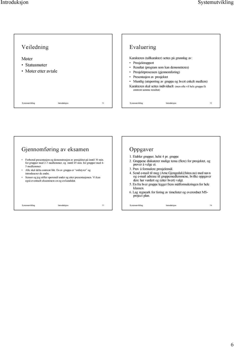 32 Gjennomføring av eksamen Forbered presentasjon og demonstrasjon av prosjektet på inntil 30 min. for grupper med 2-3 medlemmer, og inntil 45 min. for grupper med 4-5 medlemmer.