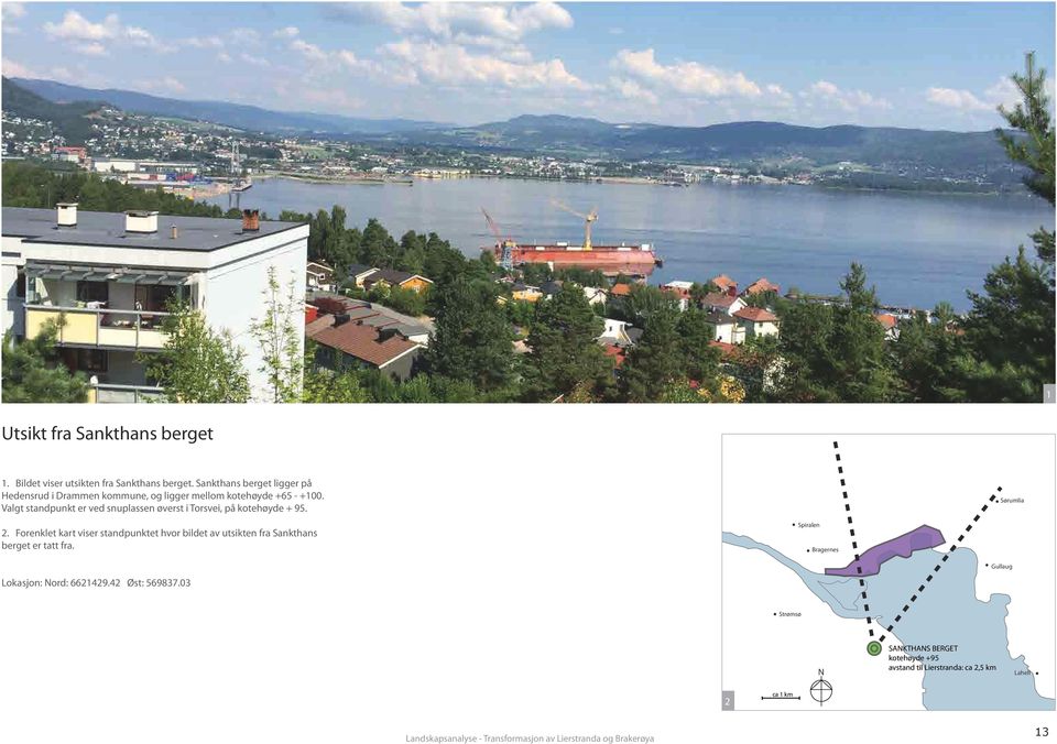 Valgt standpunkt er ved snuplassen øverst i Torsvei, på kotehøyde + 95.