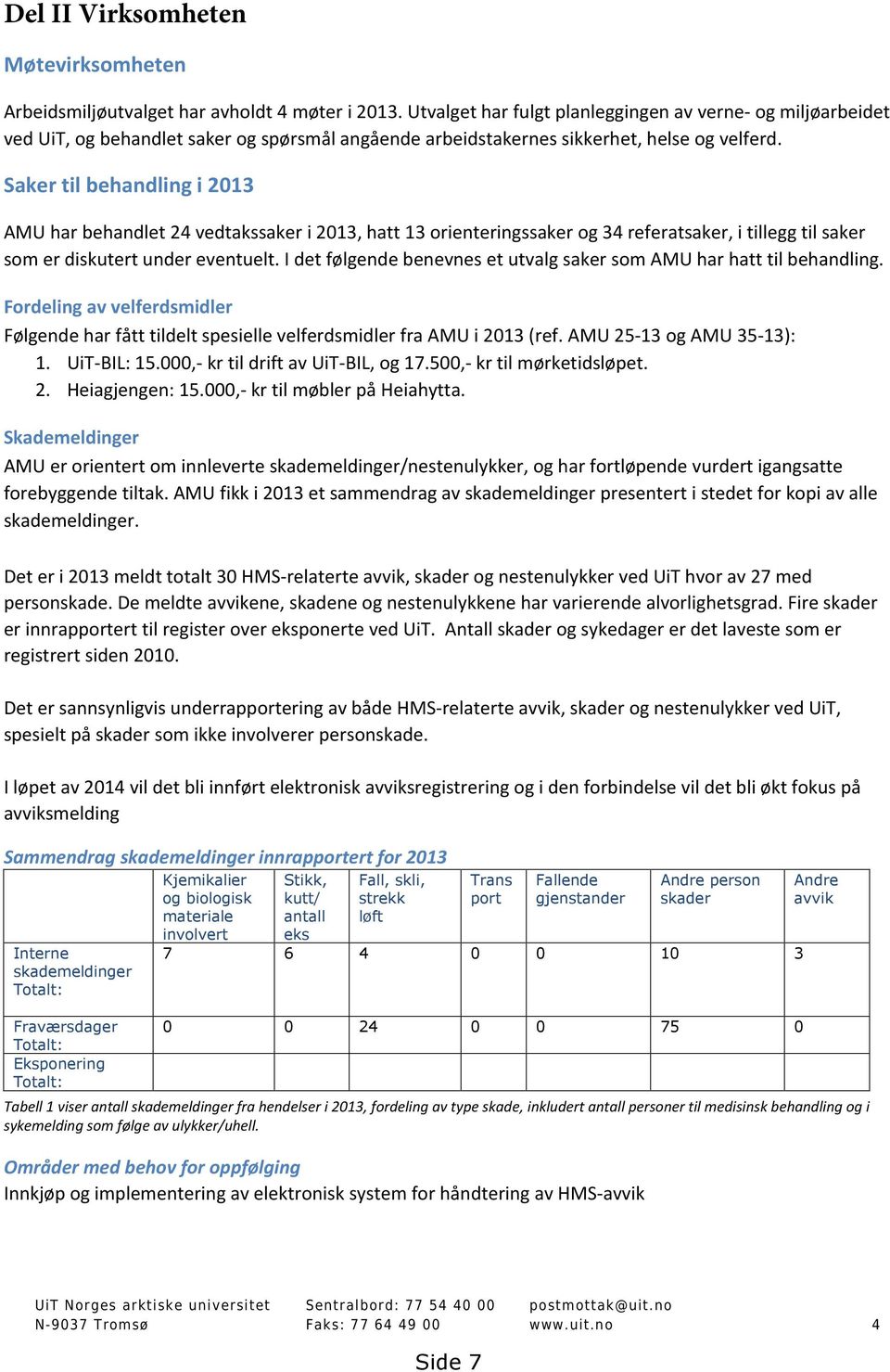 Saker til behandling i 2013 AMU har behandlet 24 vedtakssaker i 2013, hatt 13 orienteringssaker og 34 referatsaker, i tillegg til saker som er diskutert under eventuelt.