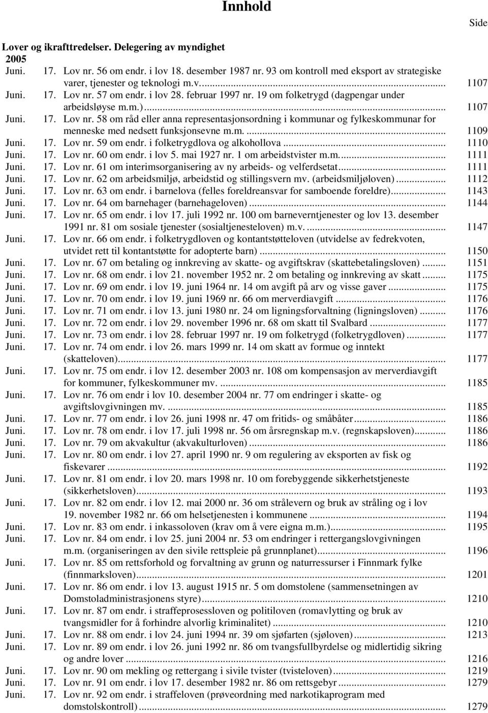 m.... 1109 Juni. 17. Lov nr. 59 om endr. i folketrygdlova og alkohollova... 1110 Juni. 17. Lov nr. 60 om endr. i lov 5. mai 1927 nr. 1 om arbeidstvister m.m... 1111 Juni. 17. Lov nr. 61 om interimsorganisering av ny arbeids- og velferdsetat.