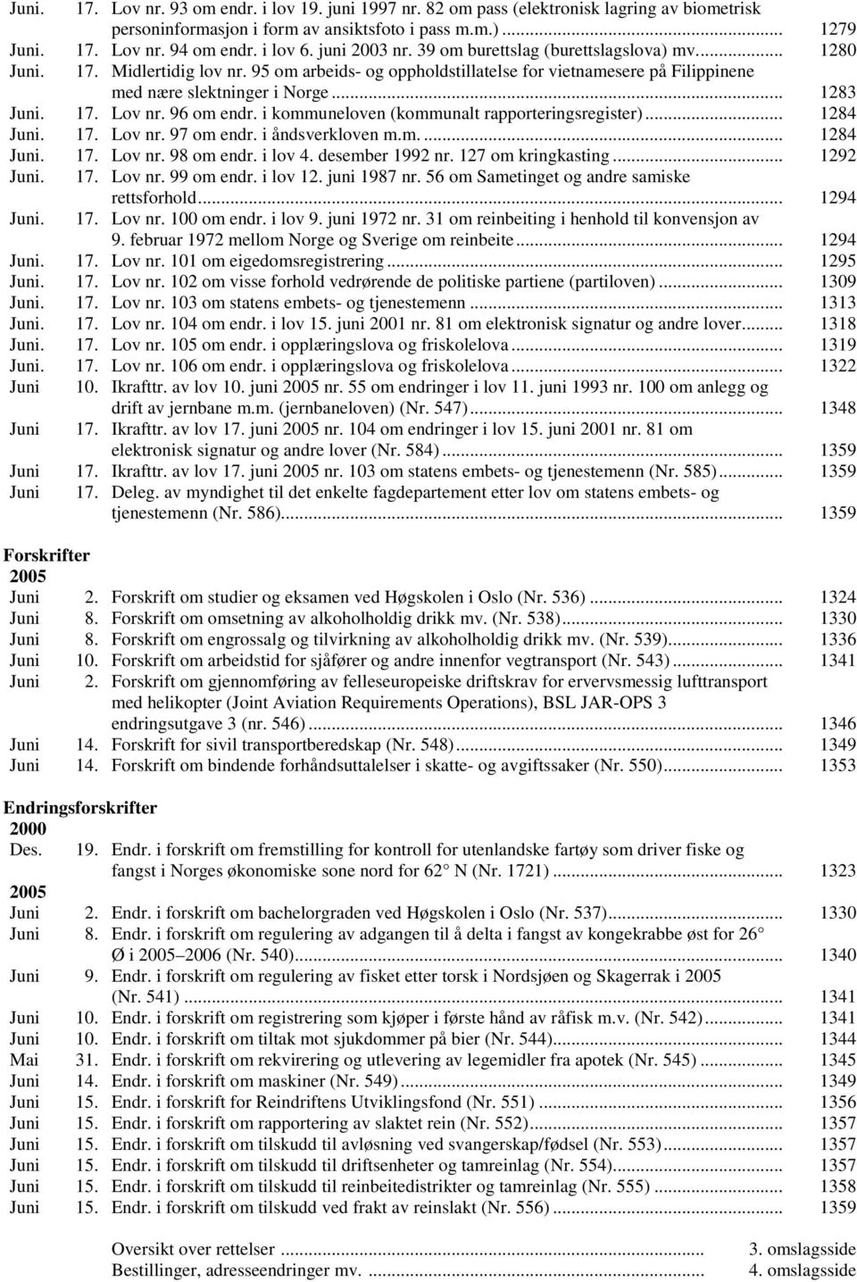 17. Lov nr. 96 om endr. i kommuneloven (kommunalt rapporteringsregister)... 1284 Juni. 17. Lov nr. 97 om endr. i åndsverkloven m.m.... 1284 Juni. 17. Lov nr. 98 om endr. i lov 4. desember 1992 nr.