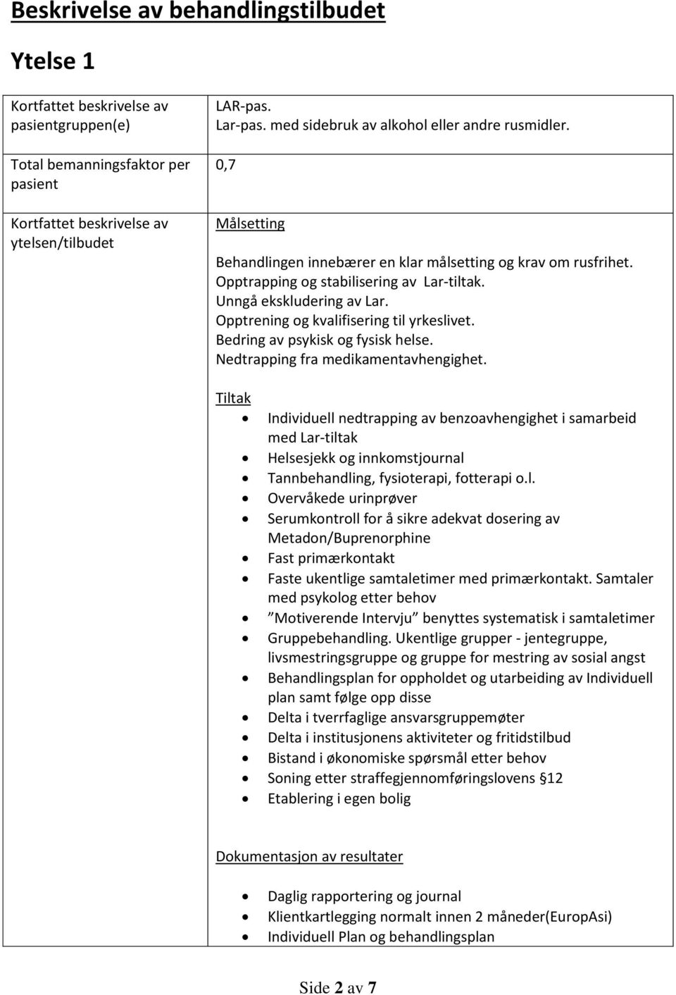 Bedring av psykisk og fysisk helse. Nedtrapping fra medikamentavhengighet.