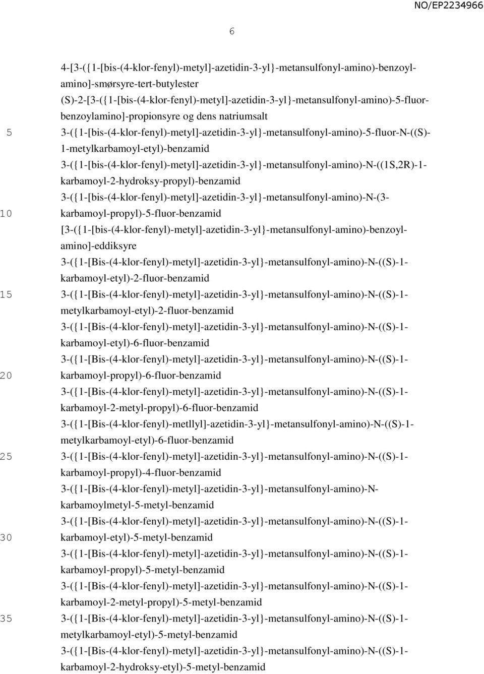 3-({1-[bis-(4-klor-fenyl)-metyl]-azetidin-3-yl}-metansulfonyl-amino)--fluor-N-((S)- 1-metylkarbamoyl-etyl)-benzamid 3-({1-[bis-(4-klor-fenyl)-metyl]-azetidin-3-yl}-metansulfonyl-amino)-N-((1S,2R)-1-