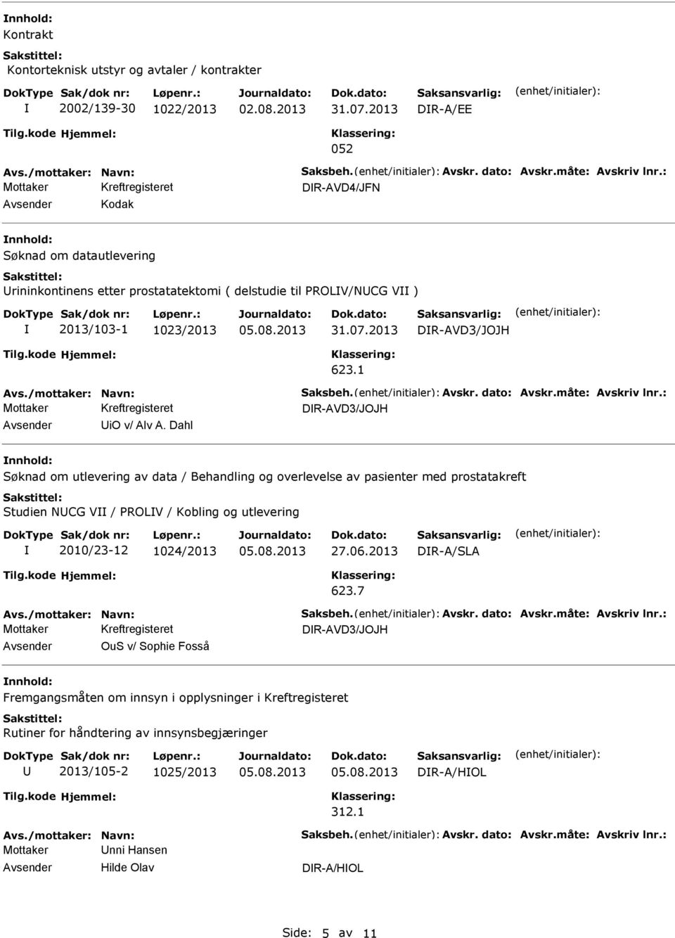 dato: Avskr.måte: Avskriv lnr.: DR-AVD3/JOJH io v/ Alv A.