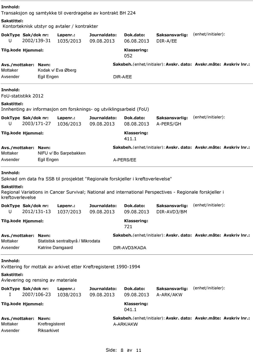 /mottaker: Navn: Saksbeh. Avskr. dato: Avskr.måte: Avskriv lnr.