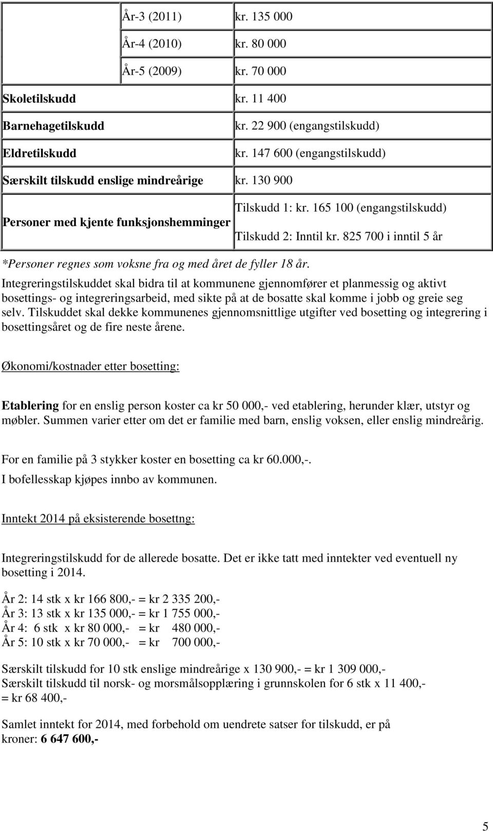 825 700 i inntil 5 år *Personer regnes som voksne fra og med året de fyller 18 år.