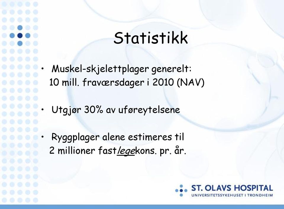 fraværsdager i 2010 (NAV) Utgjør 30% av